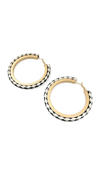 Faux Leather Round Hoop Earrings