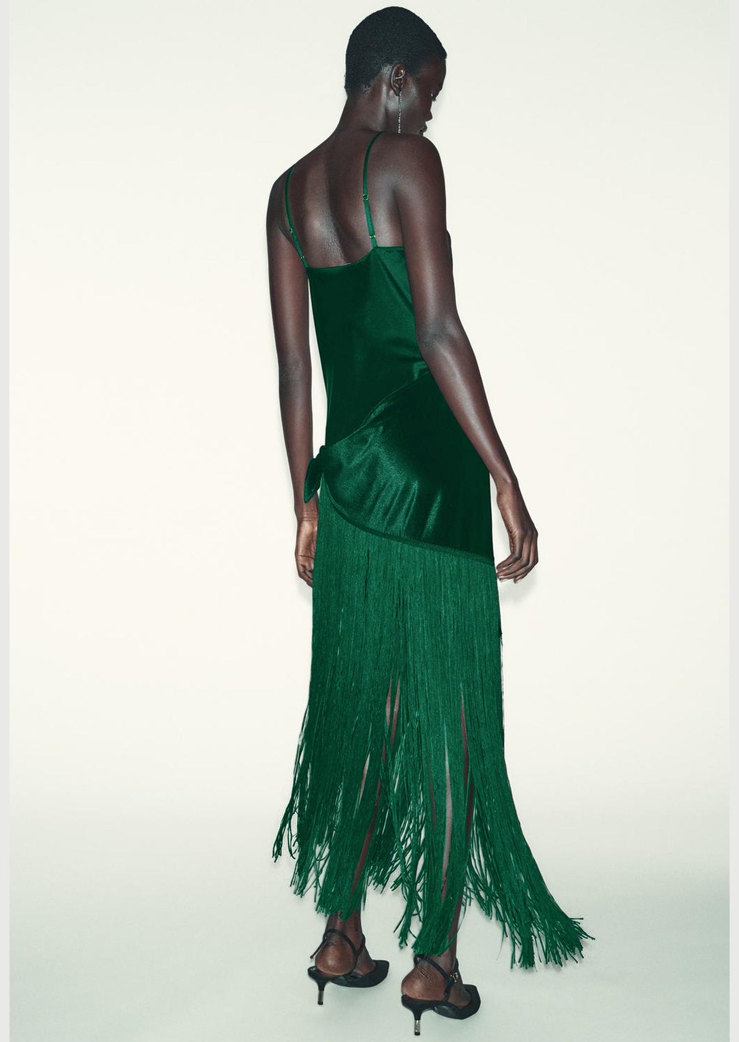 Tassel Satin Patchwork Maxi Dress