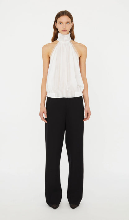 Solid Pintucked Halter Top