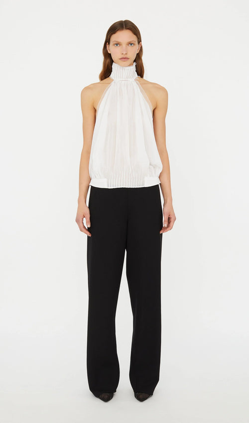 Solid Pintucked Halter Top