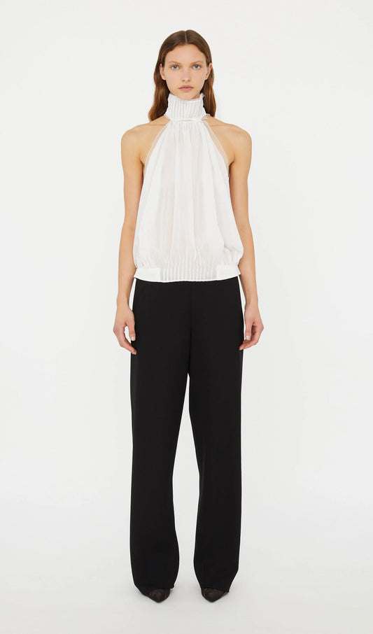 Solid Pintucked Halter Top