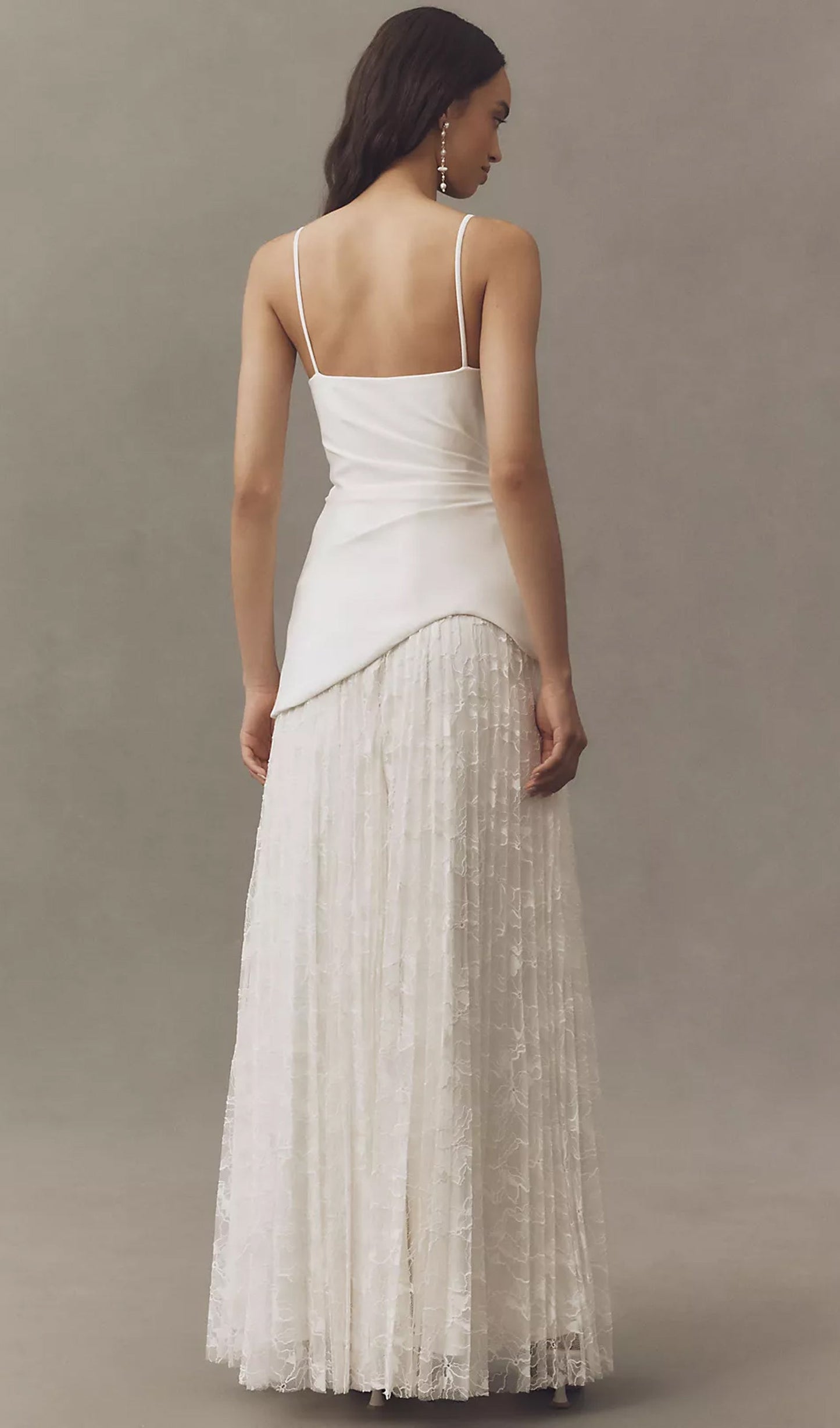 Bandeau Pleated Gown In White