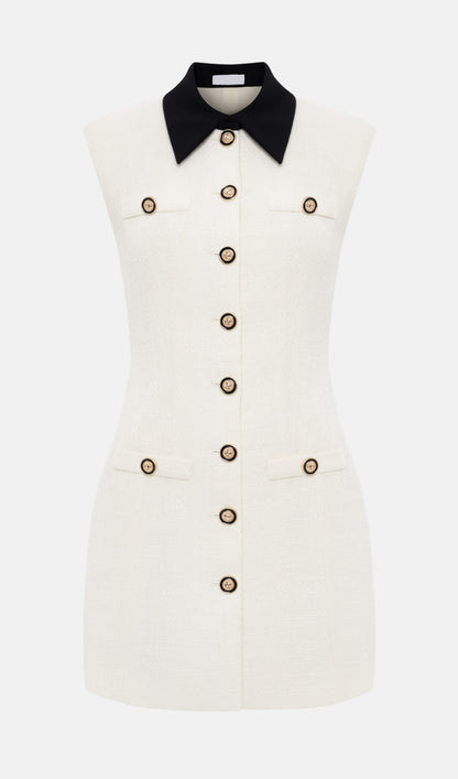 Tweed Contrast Collar Mini Dress