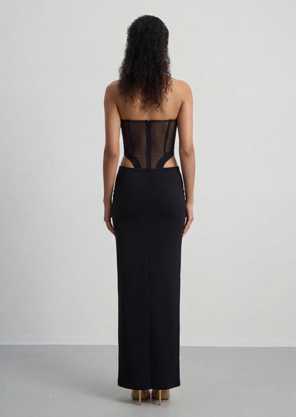 Strapless Cutout Bandage Maxi Dress In Black