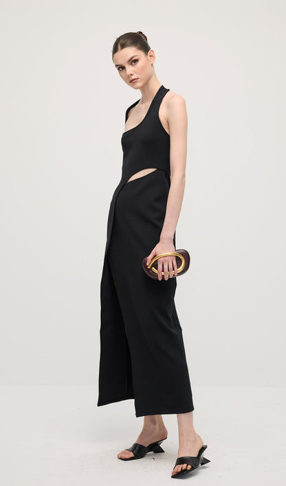 Manifesto Sleeve Midi Dress In Black
