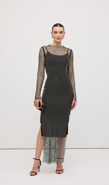 Mesh With Monochrome Maxi Dress