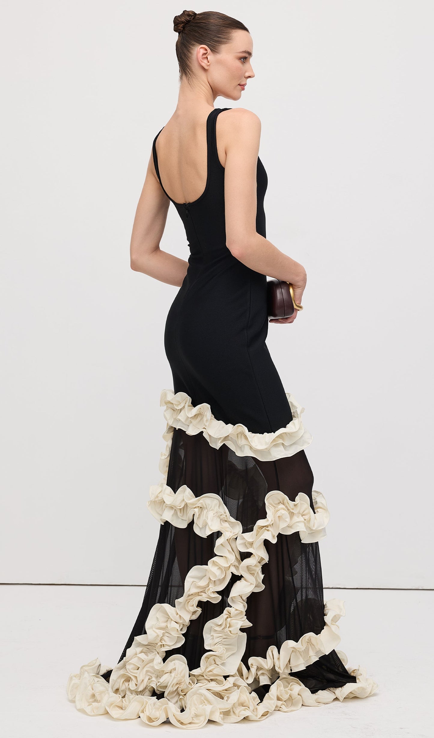 Wisteria Gown Maxi Dress In Black & White