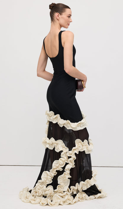 Wisteria Gown Maxi Dress In Black & White