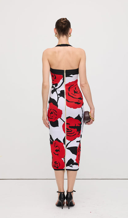 Floral Jacquard Knit Midi Dress