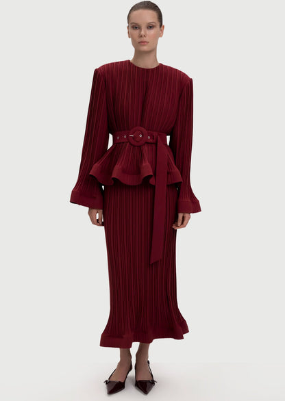Noor Elegance Pleated Top & Maxi Skirt Set