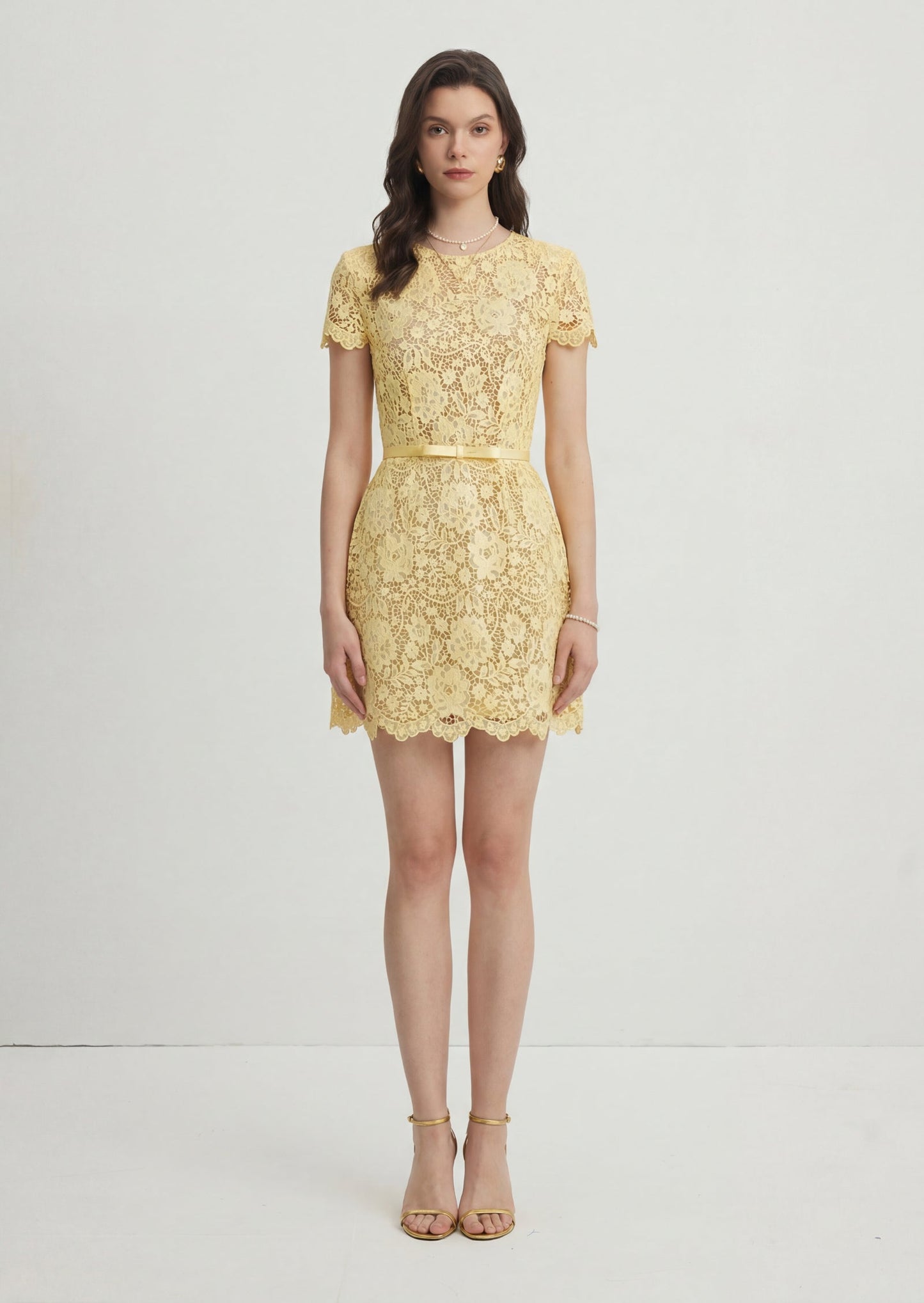 Milly Lace Mini Dress In Yellow