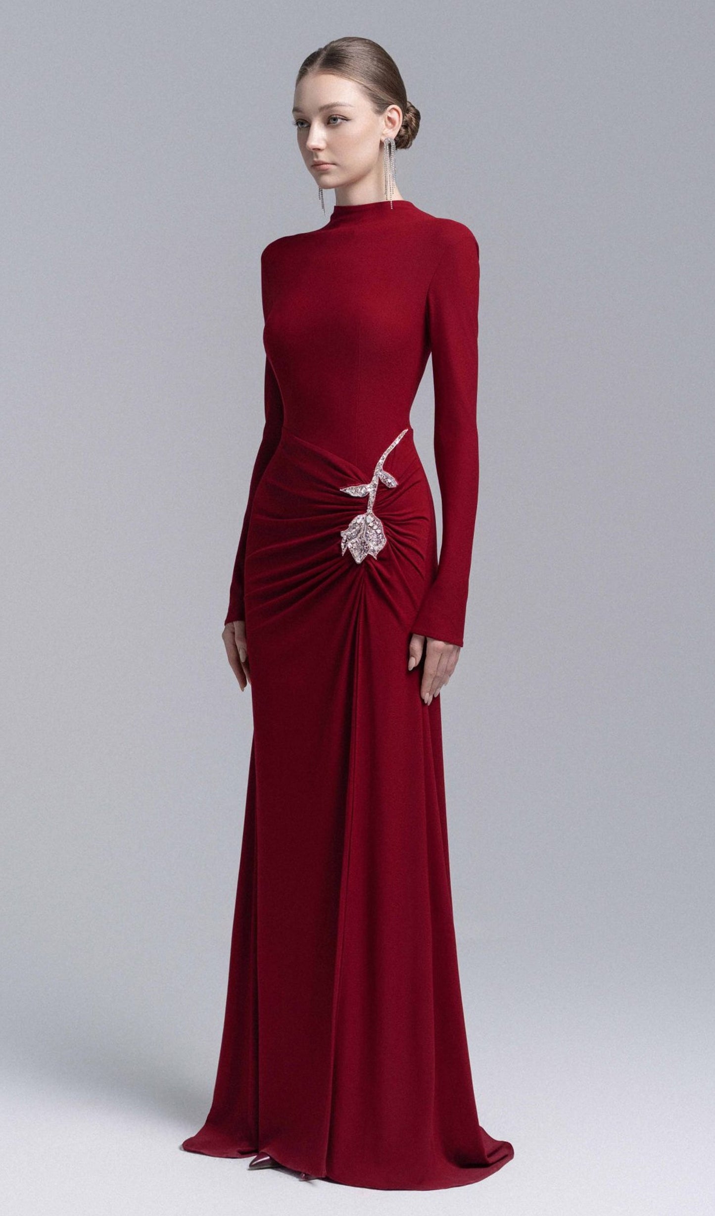 Bodice Mermaid Maxi Dress In Red