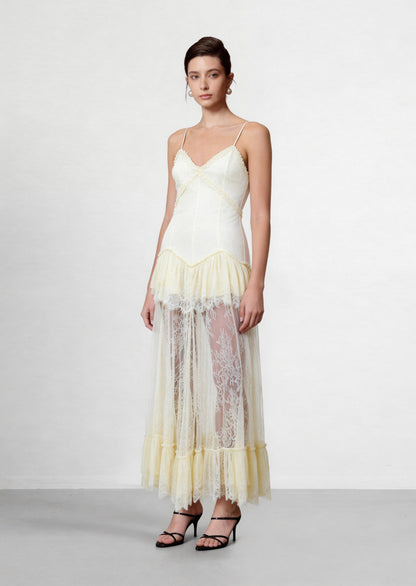 Gayu Lace Midi Dress In Ivory