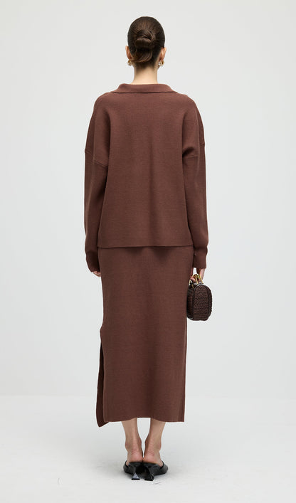 Knitted Long Sleeve Top & Midi Dress Set