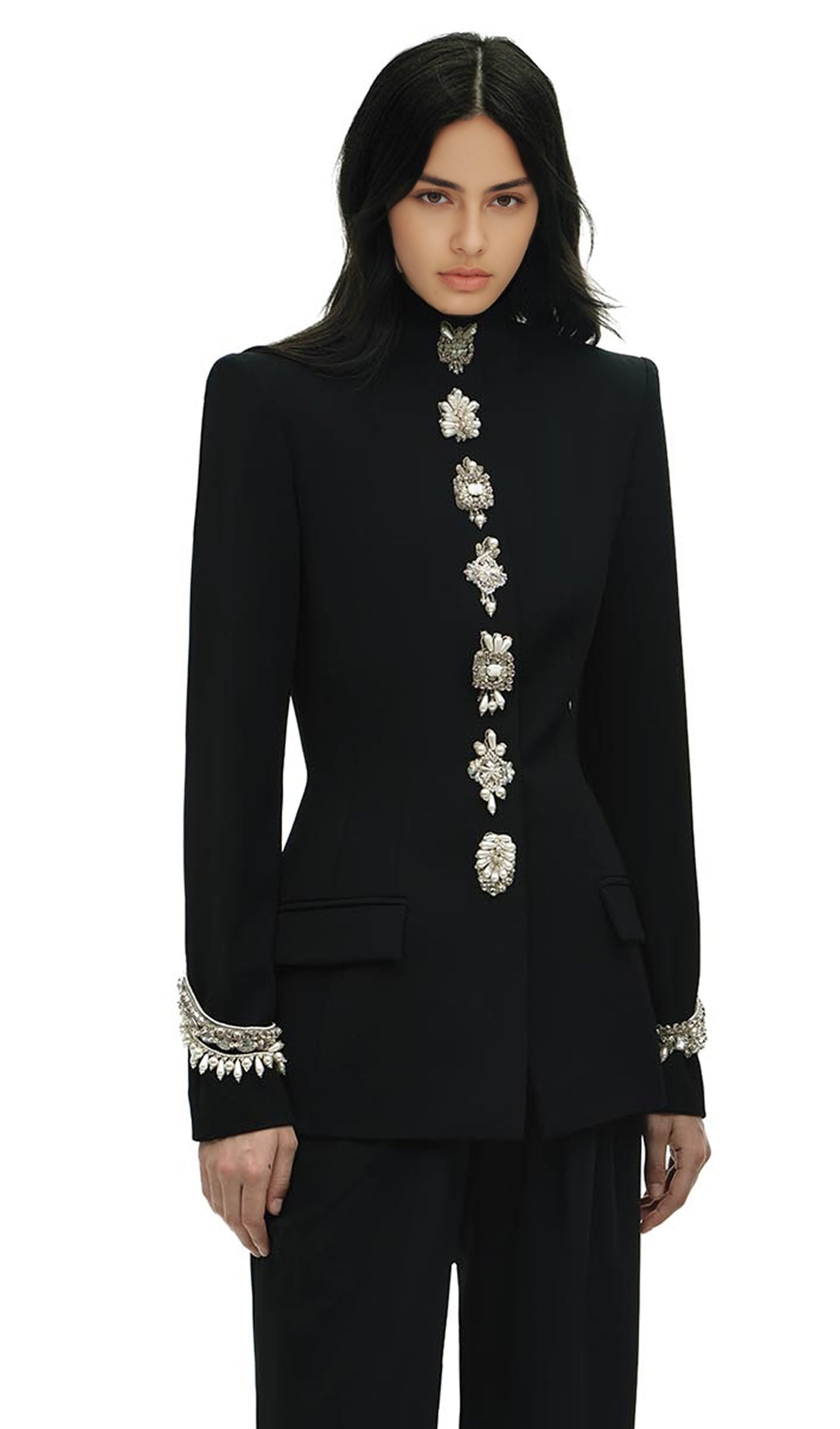 Black Embellished Jacket & Trousers Matching Set