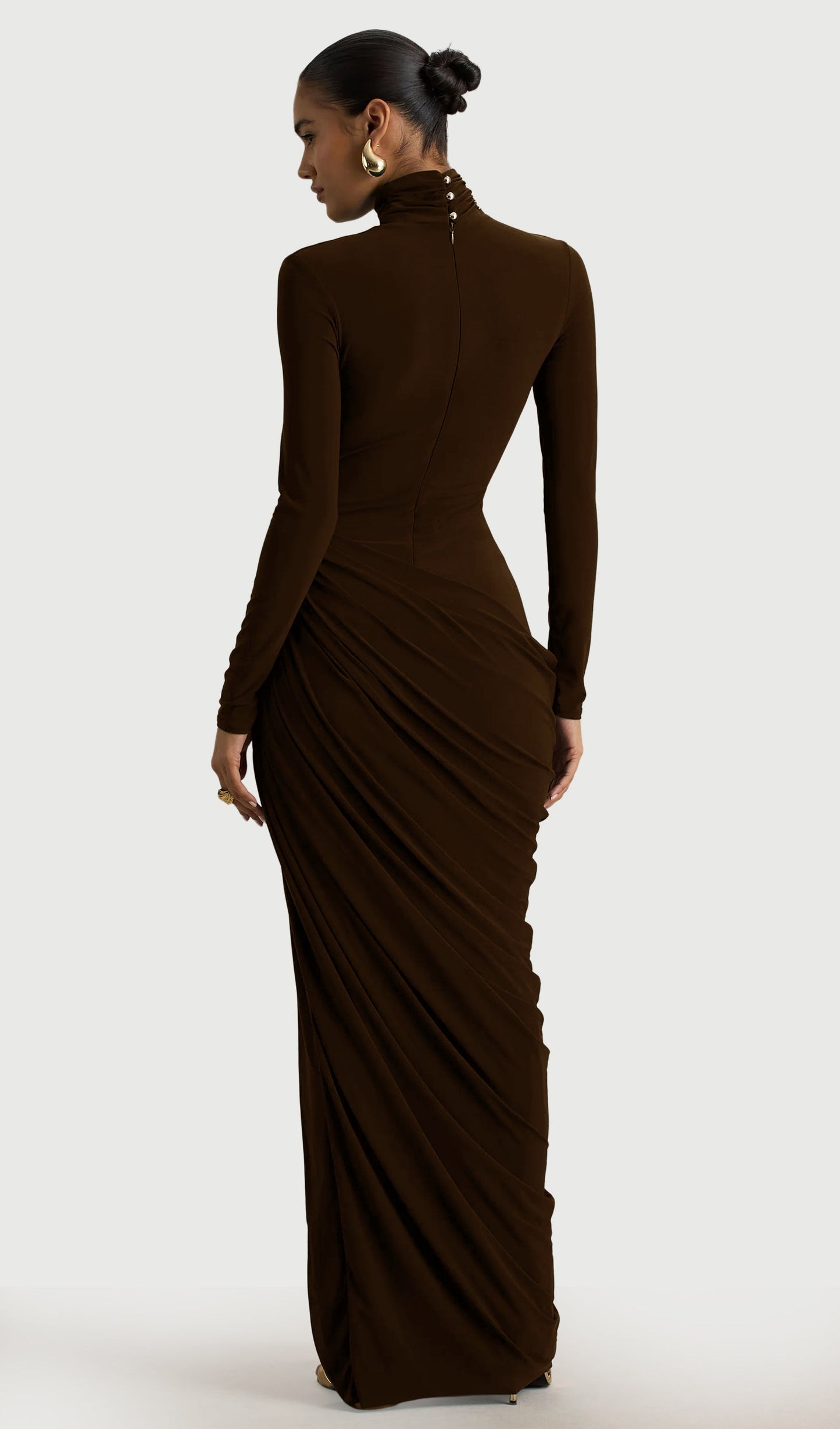 Layali Rose High-Neck Maxi Dress With Front Split