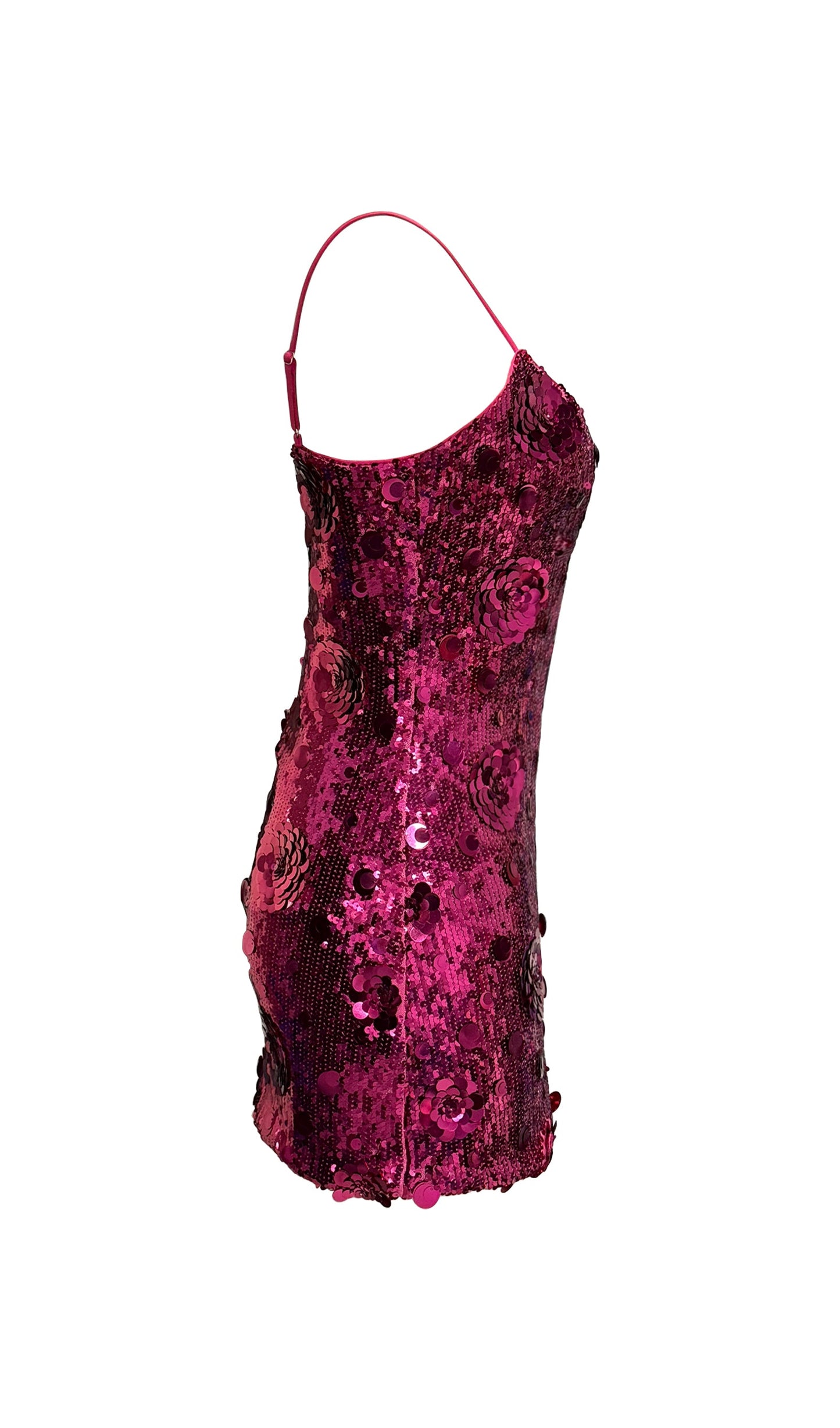 Flower Sequin Mini Dress In Red