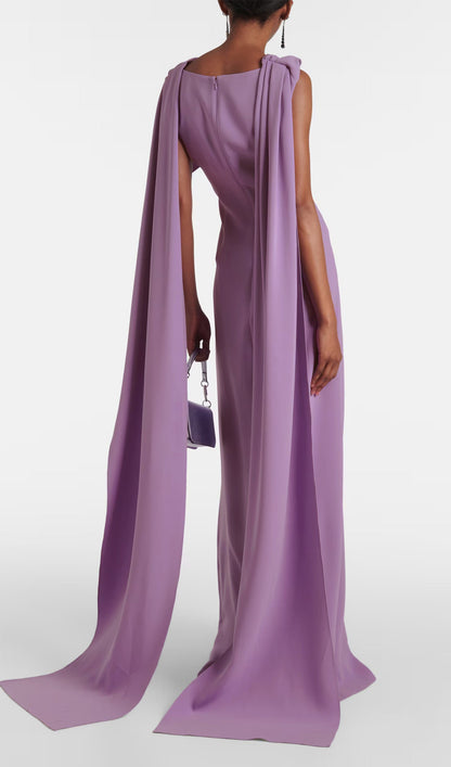 Layali Rose Caped Silk Blend Georgette Gown