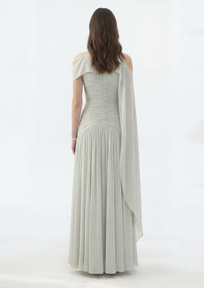 Sage Green Draped Bodice Gown