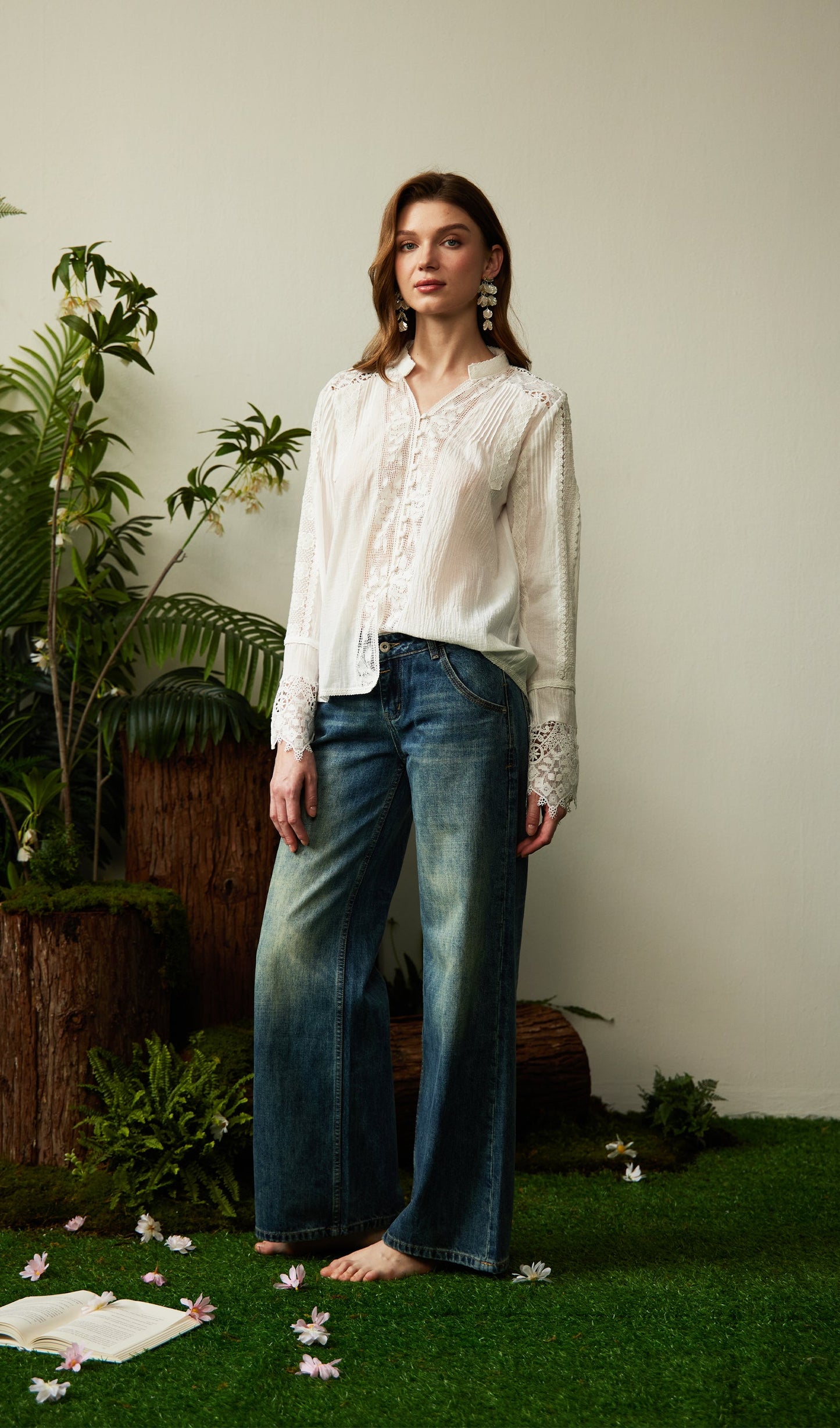 Lace Hollow Out  Blouse Top