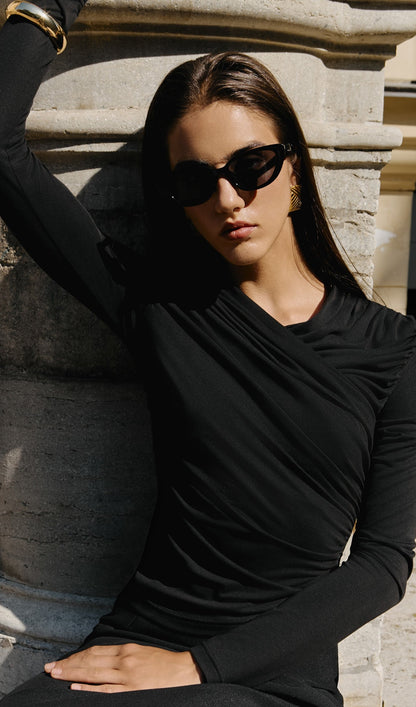 Jersey Long Sleeve Top In Black