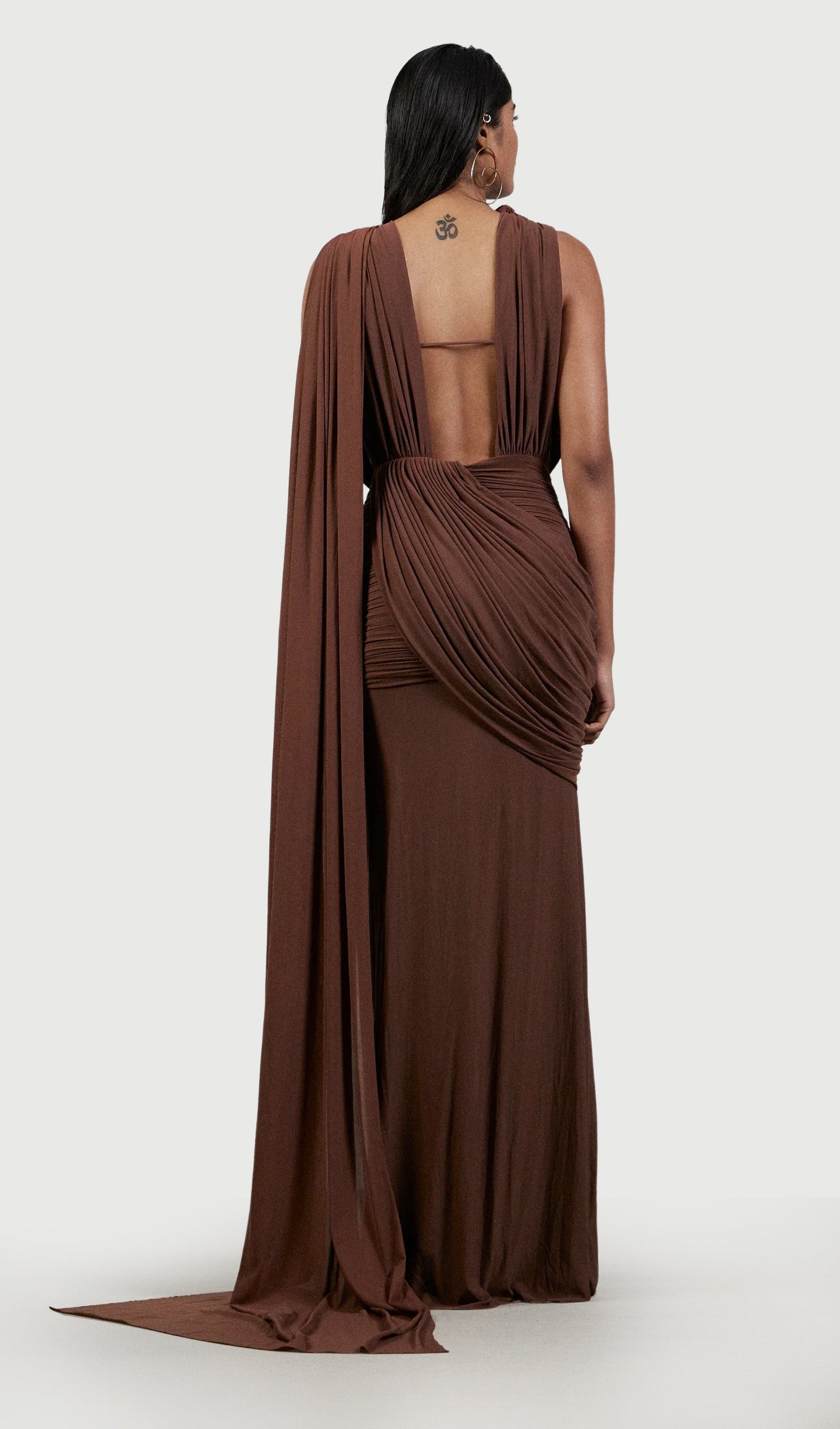 Layali Rose Deep V Neck Pleated Maxi Dress