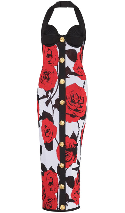 Floral Jacquard Knit Midi Dress