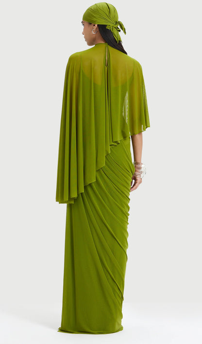 Shawl Camisole Maxi Dress With Pleats