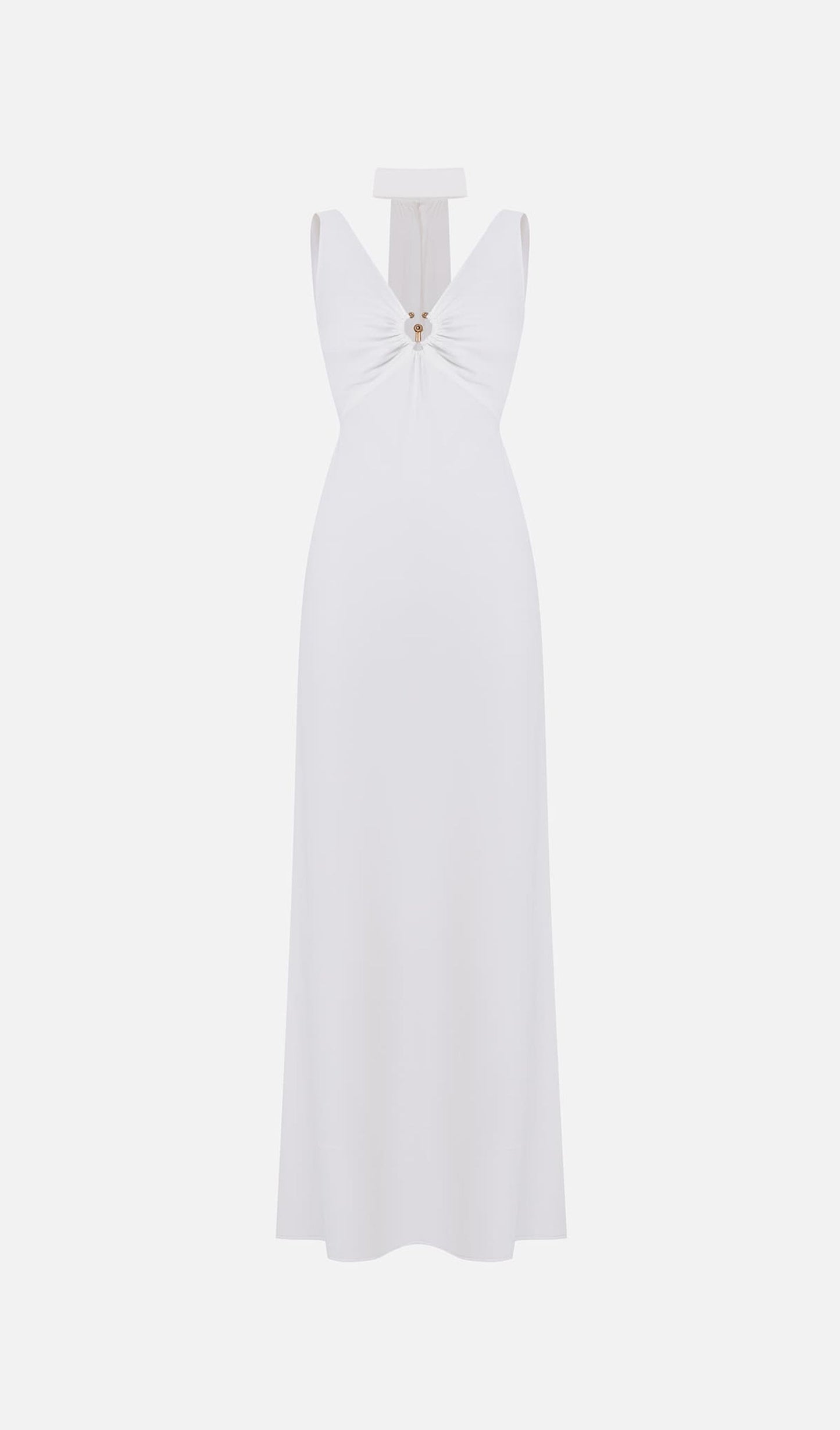 Fitted V Neck Maxi Dress