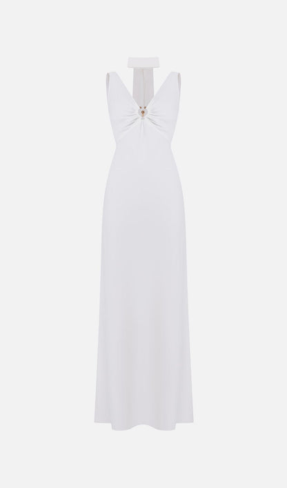 Fitted V Neck Maxi Dress