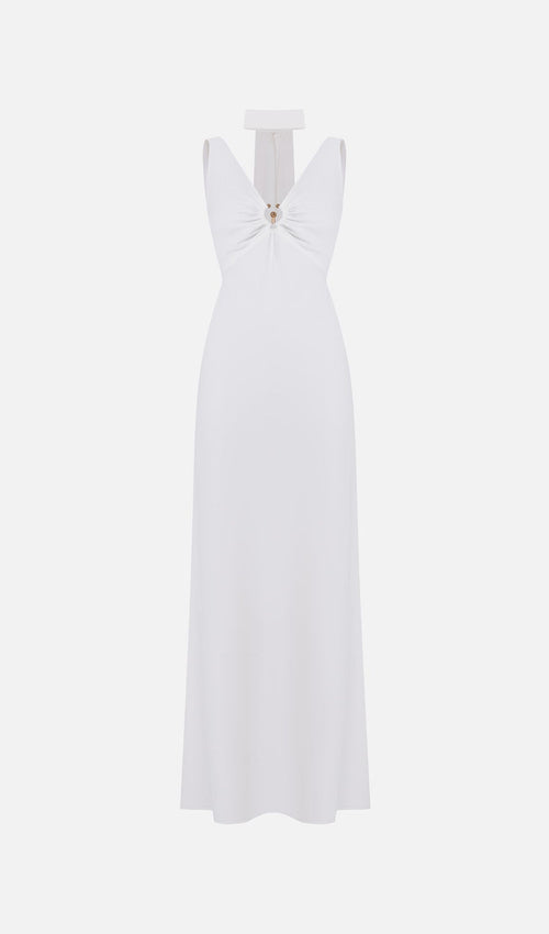 Fitted V Neck Maxi Dress