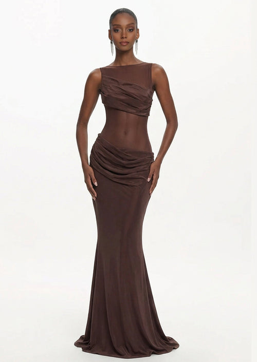 Gracelyn Maxi Dress In Plum Brown