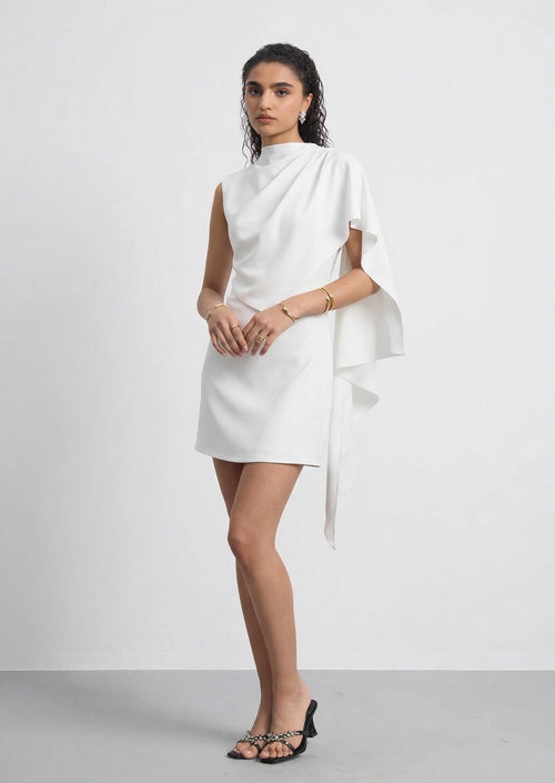 Fitted Mini Dress With Asymmetrical Draping
