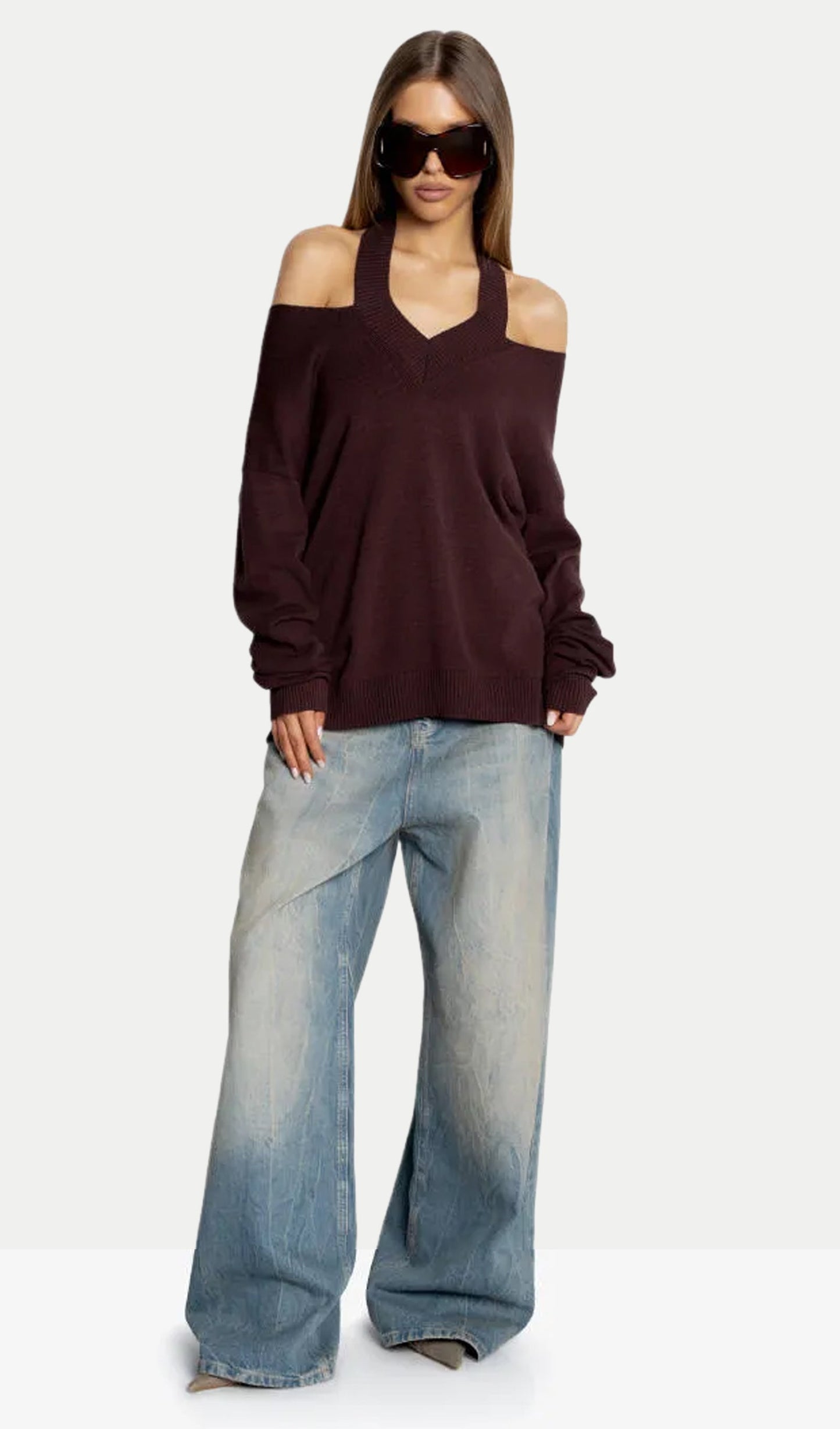 Halter Neck Off-Shoulder Sweater