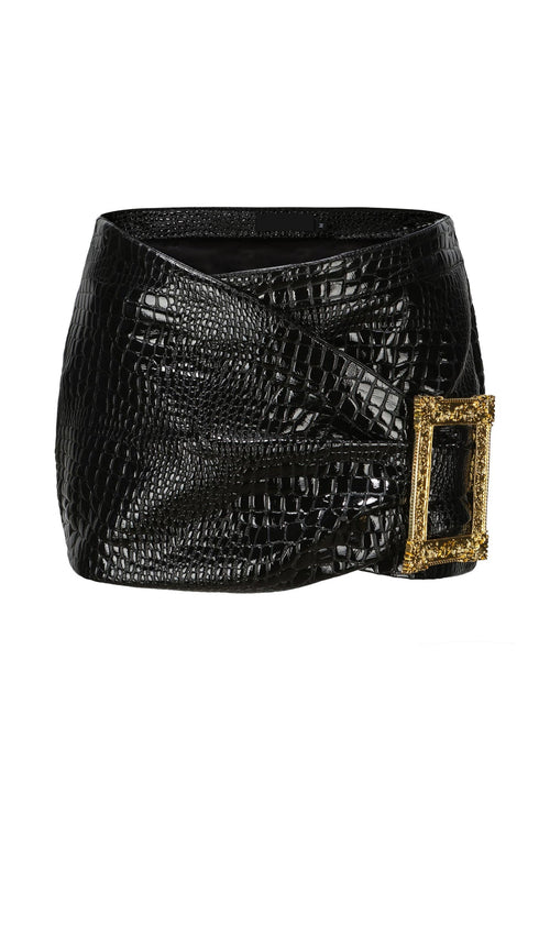 Leather Mini Skirt In Black