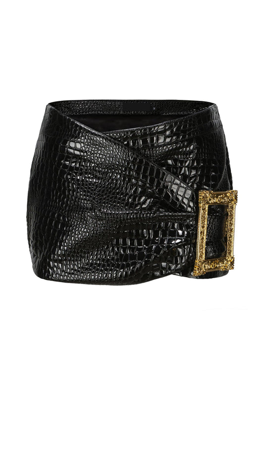 Leather Mini Skirt In Black