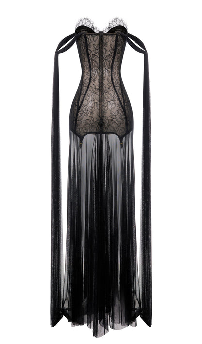 Lace And Silk Tulle Corset Gown