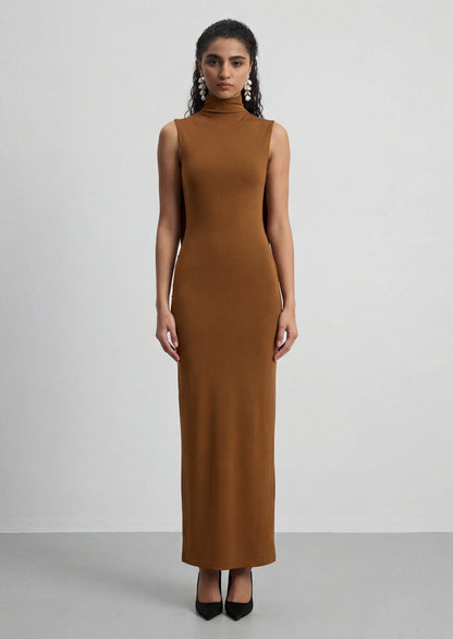 High Neck Long Draped Dress