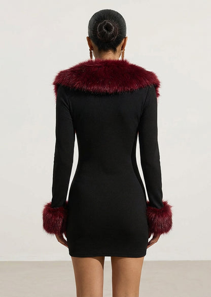 Two Piece Mini Dress With Fluffy Sleeves