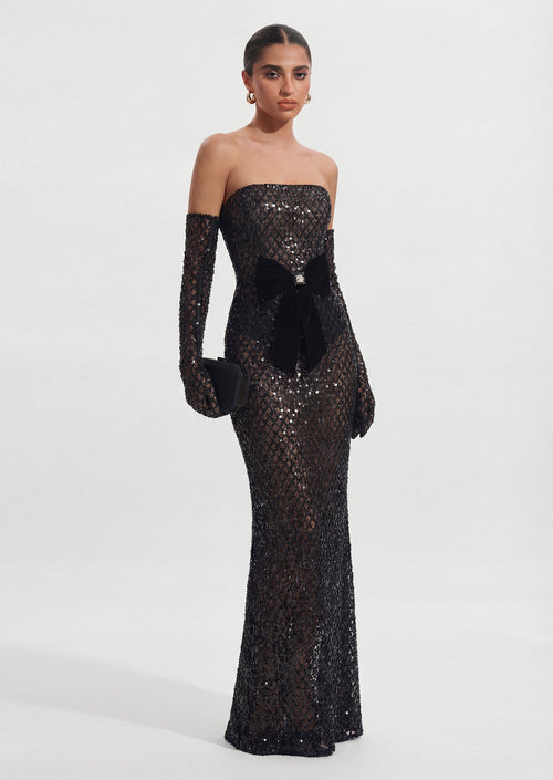 Bronx Embellished Maxi Dress With Gloves