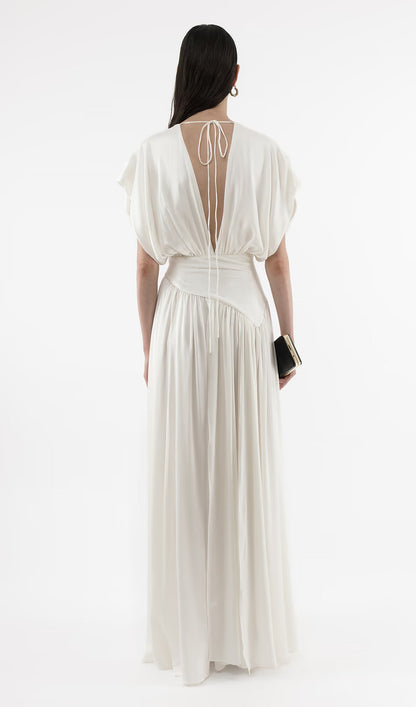 Deep V Neck Slit Maxi Dress