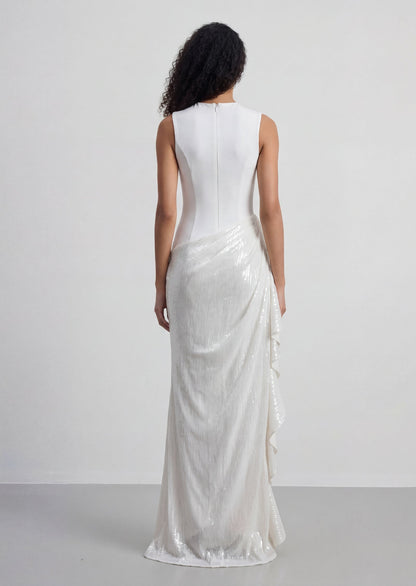 Asymmetry Maxi Dress With Sheer Skirt