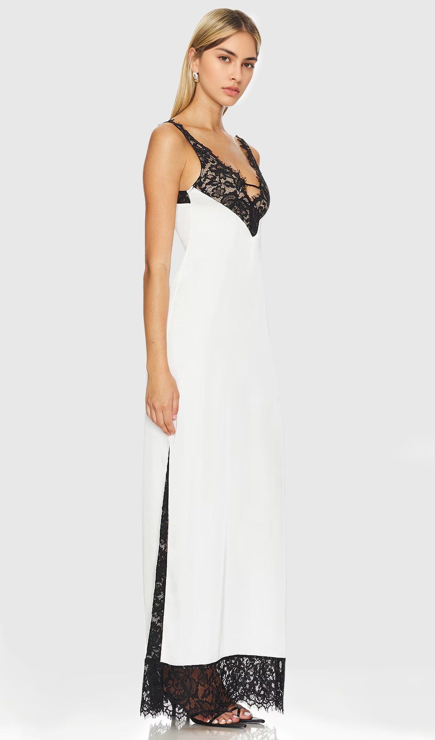 Lace Deep V Maxi Dress