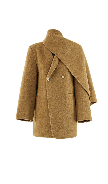 Faux Leather Wool Coat