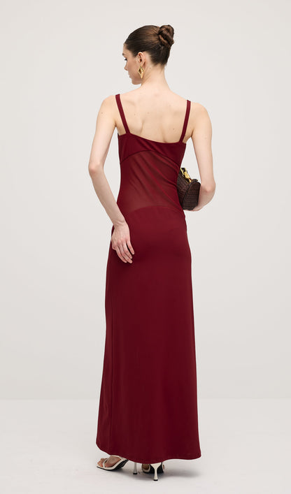 Red Sheer Knit Curve Maxi Dress