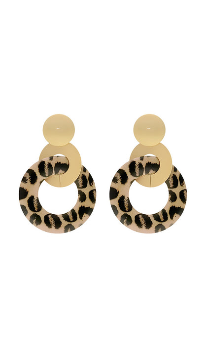 Leopard Dangle Drop Hoop Earrings