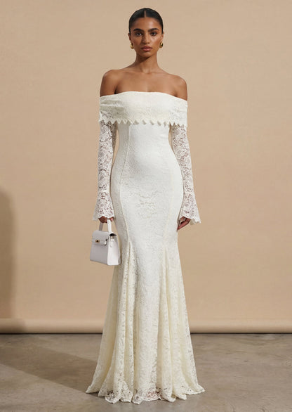 Blakely Off Shoulder Mermaid Lace Maxi Dress