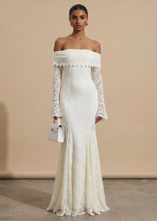 Blakely Off Shoulder Mermaid Lace Maxi Dress
