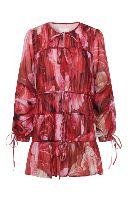 Floral Ruching Mini Dress