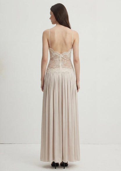 Lace Floral Ruched Maxi Dress